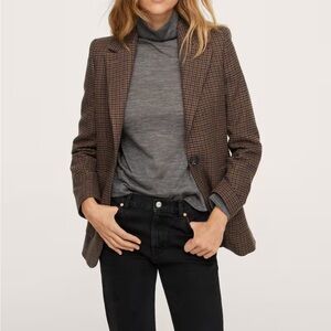 Mango NWT check wool blazer